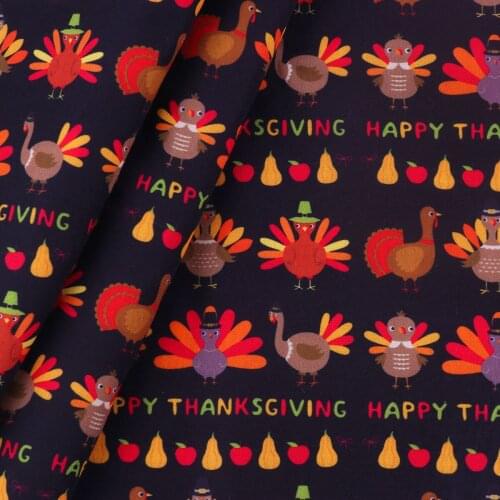 Diy 50*140CM Thanksgiving Polyester cotton Fabric Patchwor Printed for Tissue Kids Home Textile for Sewing Doll Dress Curtain