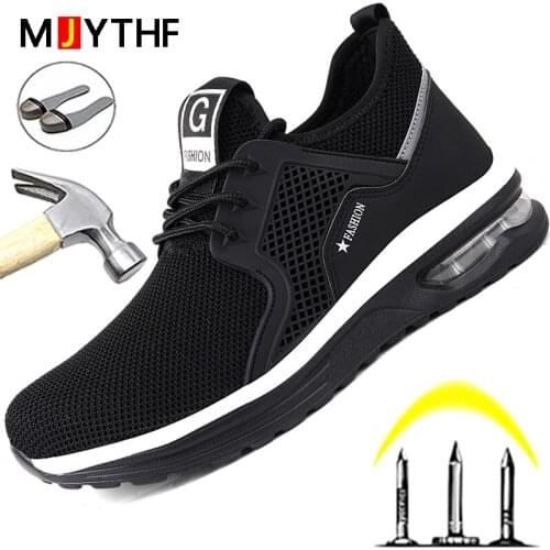 Breathable Male Work Shoes Steel Toe Safety Shoes Men Indestructible Shoes Puncture-Proof Work Sneakers Male Protective Shoes