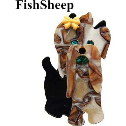 FishSheep New Dog Brooches Pins Resin Animal Acrylic Brooch And Pins For Women Man Banquet Decoration Dress Female Accessories