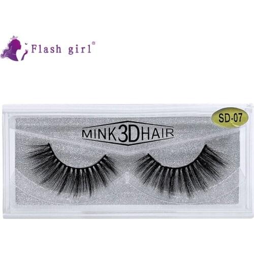 Flash Girl Fluffy Fake Lashes SD Series 3D Mink Private Label Eyelashes Makeup 1Pair Eyelashes With Custom Boxes