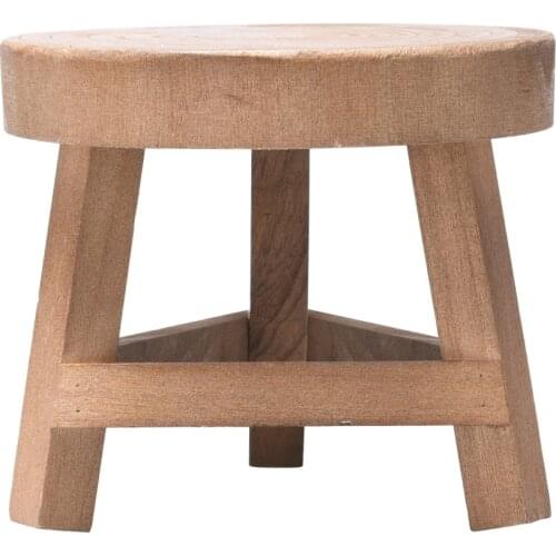 Pot Shelf For Indoor Outdoor Home Garden Decor Mini Vintage Plant Stands Wooden Round Environmentally Friendly Decoration Stool