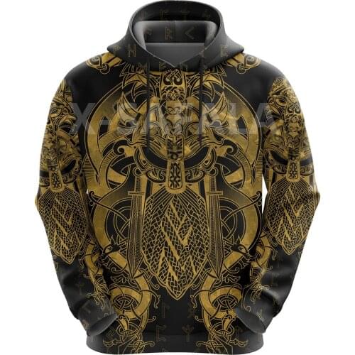 X-Safala Viking Tattoo Raven Odin 3D All Printed Hoodie Man Women Harajuku Outwear Zipper Pullover Sweatshirt Casual Jacket