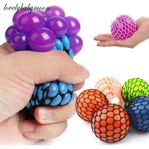 Stresses Reliever Squeeze Toys Mesh Ball Grape Squeeze Toy Child Adult Hand to Knead Novelty Sensory Fruity Play Toy Slime Ball