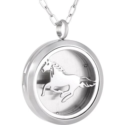 IJP0134 Swift Horse 20 Inches Chain Stainless Steel Aromatherapy Diffuser Locket Pendant Necklace Essential Oil Diffuser Necklac
