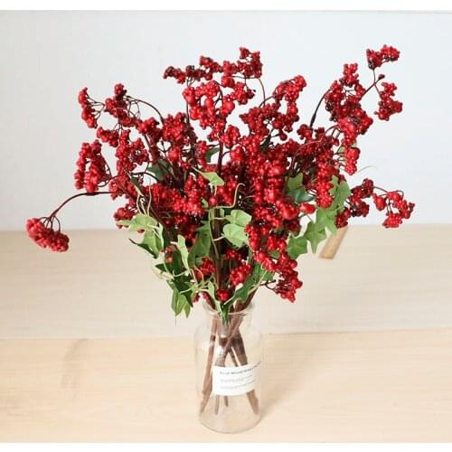 Artificial mini cherry berries fake pearl flower decoration Christmas stamen DIY bouquet fruit christmas decoration supplies