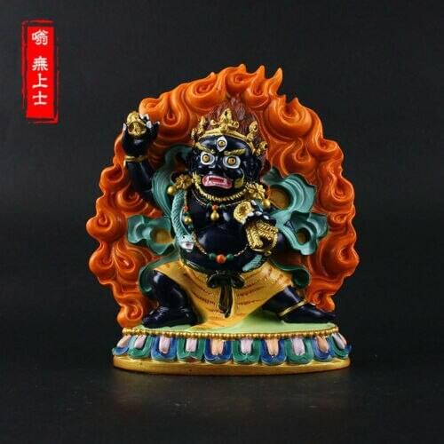 Exquisite Tibet Buddhism Hand painting resin Gilt statue Vajrapani Bodhisattva