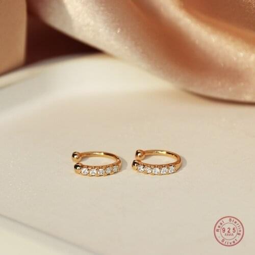 925 Sterling Silver Simple Pavé Crystal Ear Bone Clip Women No Pierced Classic Punk Hip Hop Trend Jewelry Accessories