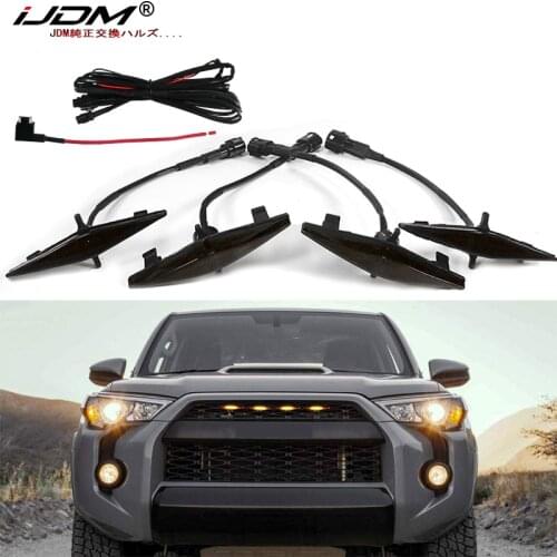 IJDM 4pc Set Smoked Lens Amber white Front Grille Lighting Kit For 2014-2019 Toyota 4Runner TRD Pro Grille , Includes 12V