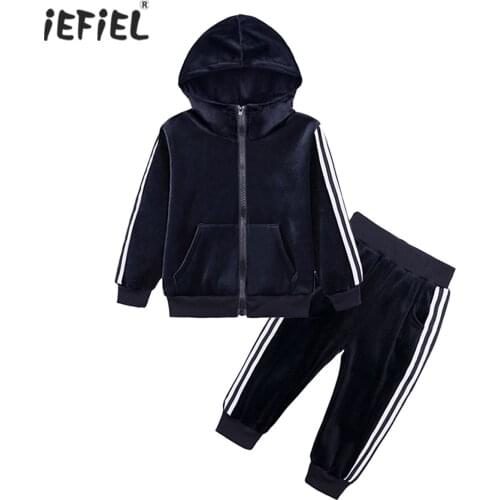 Autumn Winter Kids Boys Clothing Sets 2Pcs Children Velvet Hoodies Coat Tracksuit Top + Sweatpants Outfits Set Baby Boys Clothes