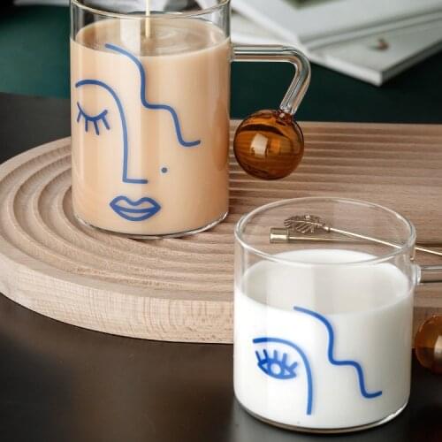 Creative Glass Ins Style Coffee Milk Cup with Handle Drinking Cups