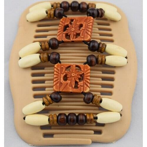 Cream Brown flower beads magic comb 12 pcs/lot easy updo special christmas comb professional work lady hair accessory