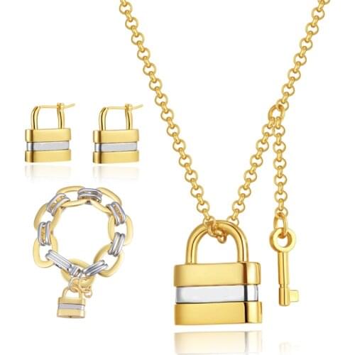 Fashion Lock pendant Chain Necklace Neck Chains Lock Pendant Suit Jewelry For Women Punk Choker Padlock Goth Hip Hop Jewelry