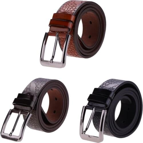 Mens PU Leather Belt Pin Buckle Trouser Brown Black Coffee Jeans Waistbelt
