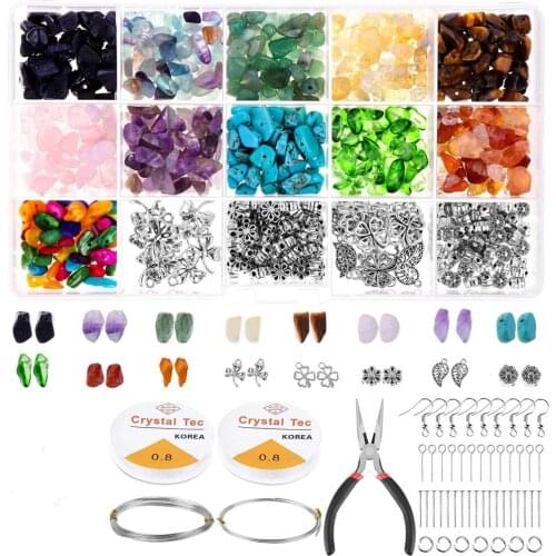 1046pcs Crystal Chip Beads And Jewelry Making Gemstones Kit For Diy Earring Necklace Bracelets Making Tools Supplies