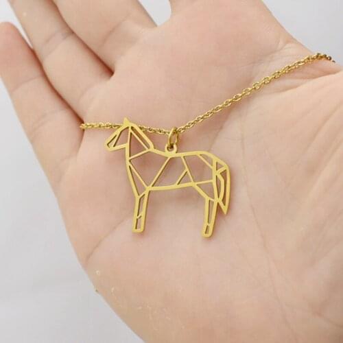New Origami Unicorn Necklace Hollow Horse Lovers Necklace For Women Bridesmaids Gift