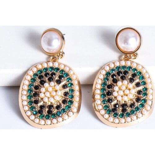 New Fashion Hollow Colorful Rhinestone Earrings Punk Vintage Fruit Kiwi Drop Dangle High Quality Jewelry Accessories For Women