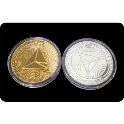 New Non-currency TRX Coins Virtual Metal Commemorative Coins TRX Coins Bitcoin Commemorative Coins Gift Drop Shipping