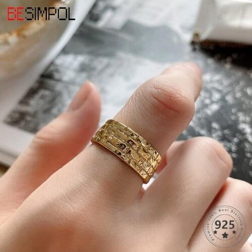 Besimpol 925 Sterling Silver Open Rings French Style Luxury Palace Wall Rings for Women Original Vintage Fine Jewelry Gifts