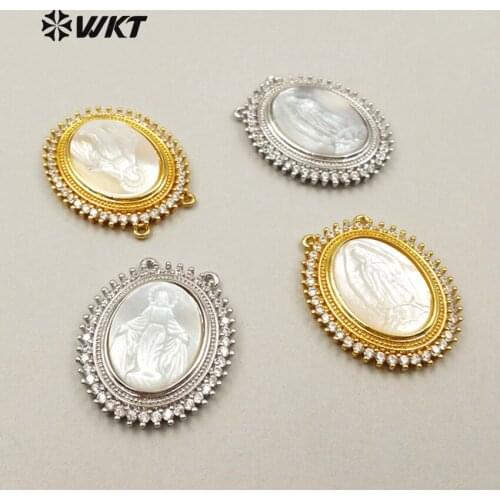 JF253 WKT Strongly Recommend Natural Pearl Pendant Double Loops With Lucky Symbol Sign Pendant For Women Jewelry Design Pendant
