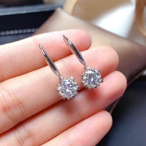 1CT Moissanite Drop Earrings Real 925 Sterling Silver VVS Lab Diamond Fine Jewelry for WomenWedding Party Anniversary Gift