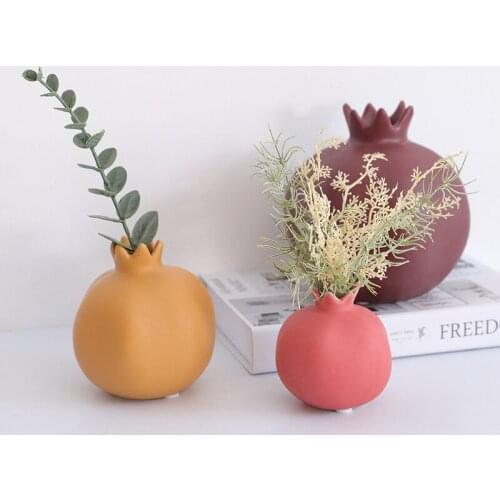 Nordic Creative Ceramics Morandi Pomegranate Vase Home Living Room Desktop Flower Arrangement Container Dried Flower Vase Decor