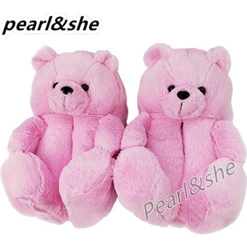 Bear Slippers Womens Plush Home Indoor Warm Winter All Inclusive Childrens Kids House Slippers