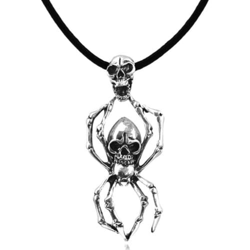 Vintage Punk Alloy Necklace Skull Spider Pendant Necklace For Women and Men Fashion Jewelry Accessories