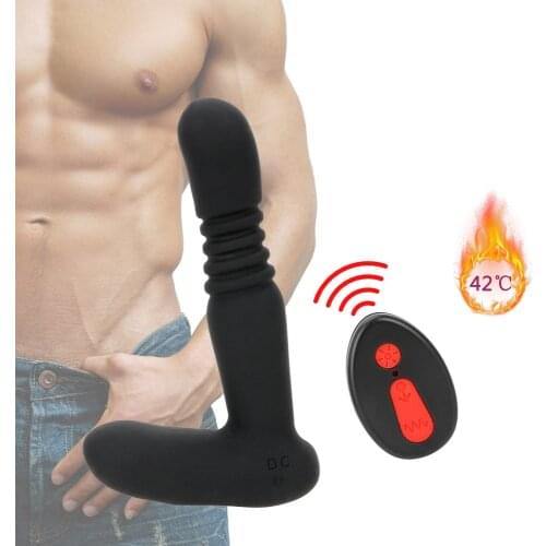 6 Speed Prostate Massager Telescopic Dildo Heating Rod Remote Control Anal Vibrators Adult Toy Sex toy for Men Wireless Control
