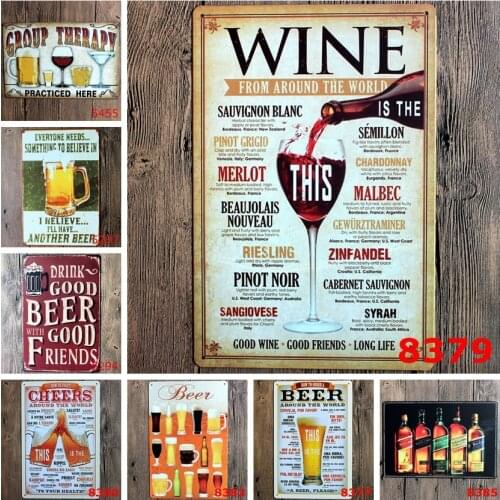 2020 wine beer cheers Retro Metal Tin Vintage Plaque Wall Decor Plate Home Bar Tin Signs Coffee Poster Painting