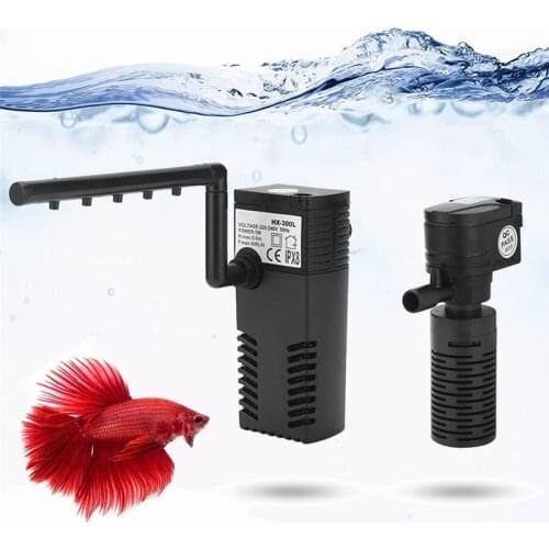 Internal Aquarium Filter 3 in 1 Oxygen Increasing Filtration Water Pump Mini Submersible Fish Tank Filter Fit 60L-180L 200L/H