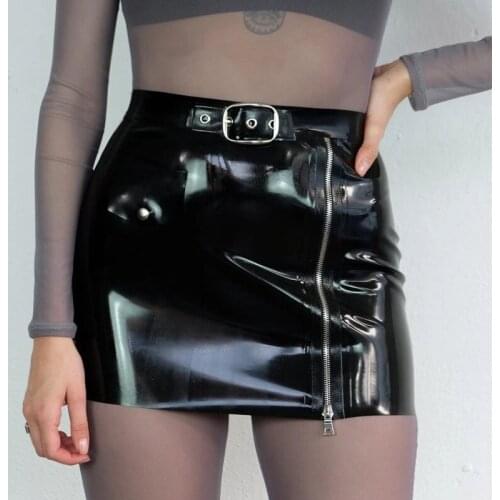 Pu Leather Pencil Skirts Women High Waist Solid Colors Punk Zipper Mini Skirt 2021 Summer New Fashion Sexy Goth Indie Streetwear