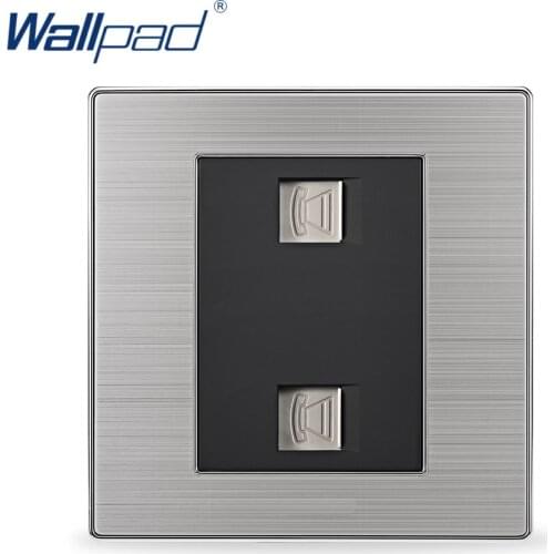 2019 Hot Sale Double Telephone Socket Wallpad Luxury TEL Wall Power Socket Outlet Black / Champagne AC 110-250V