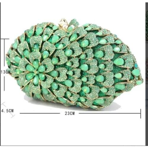Women New Green Crystal Diamond Clutches Bags Chain Evening Bag Female Prom Wedding Party Clutch Purse Bridal Shoulder Bags gift
