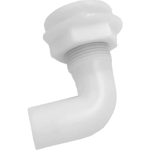 1" Hose White Plastic Thru Hull Fitting Connector 90 Degree for Boat