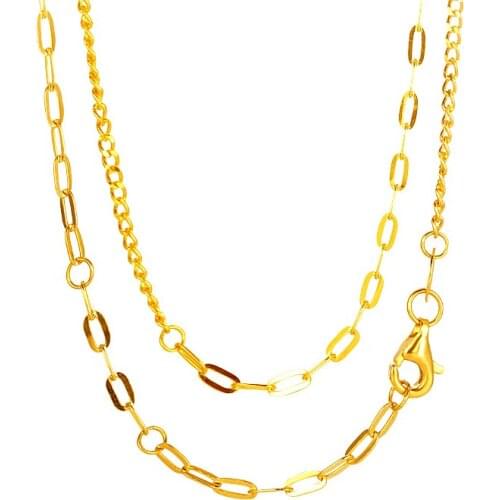 1PCS Pure 24K Yellow Gold Necklace 999 Gold AB O Link Chain Necklace Fashion Women Necklace