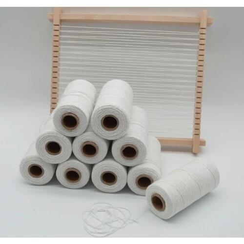 2 Roll 1mm White Pure Cotton Loom Warp Thread Yarn for Weaving Carpet Tapestry Rug Blanket