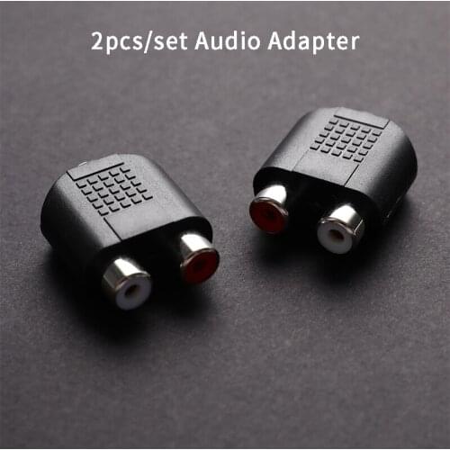 2pcs For Speaker Power Amplifier Plated 3.5mm Audio Stereo Jack Female To 2 RCA Female Audio Jack Connector Adapter