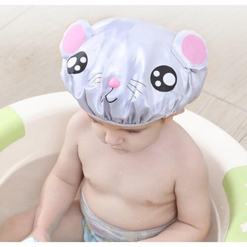 2021 Children Good Cute Bath Cap Cartoon Print Waterproof Elastic PVC Durable Shower Cap