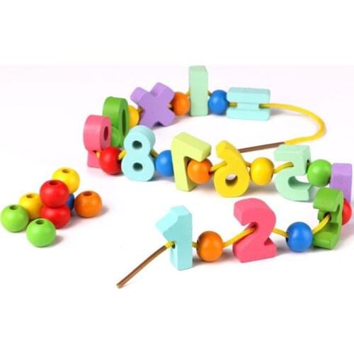 33 Pcs/Lot Colorful Wooden Digital Number Beads Toys Block Stringing Threading Beads Game Education Toy Arithmetic toy