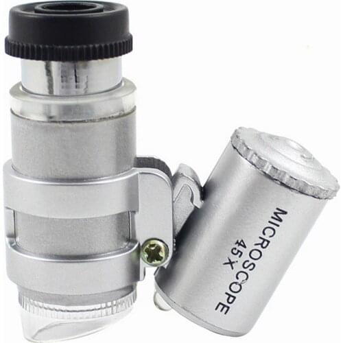 45 times portable mini jewelry microscope dual LED lamp high magnification identification antique jewelry magnifying glass