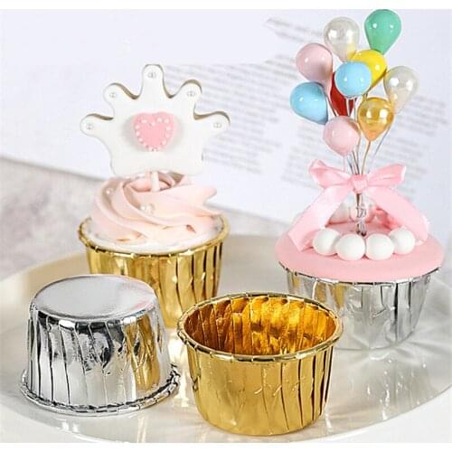 50pc Gold Cupcake Wrapper Holder Cake Cup Cake Mold Kitchen Accessories Baking Tool Cake Decorations Tools Muffin Wrapper Paper