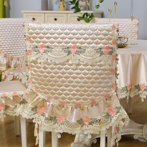 6 Chair Covers, 1 Tablecloth, Table and Chair Supplies Set, Beige Blue Exquisite Cloth Art, Home Kitchen, Table and Chair
