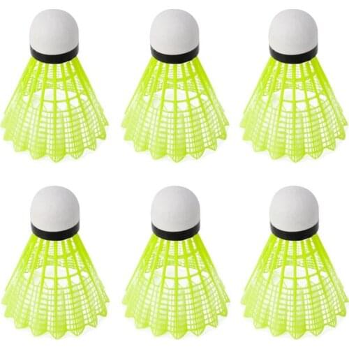 6pcs Train Gym Fitness Yellow Nylon Shuttlecocks Badminton Ball Sport Durable Y51D