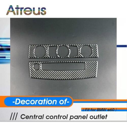Atreus Carbon Fiber Interior Trim Air conditioning CD control panel decoration for BMW e60 5-series 2004-2010 accessories