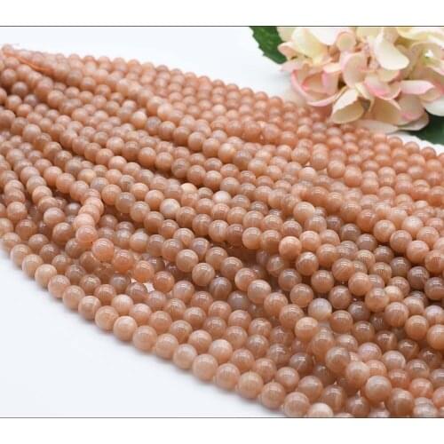 10mm Natural Smooth Round Orange Moonlight stone beads For DIY Bracelet Necklace Jewelry Making Strand 15"