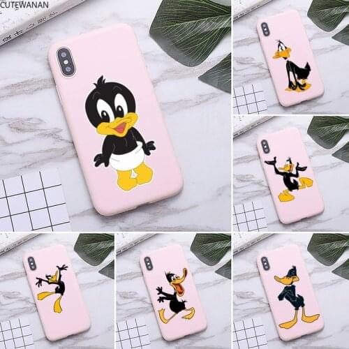 Lovely Daffy Duck Phone Case for iPhone 11 Pro Max X XR XS 8 7 6s Plus Matte Candy Pink Silicone Cases
