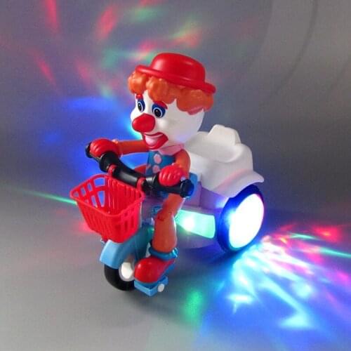 Childrens Stunt Clown Tricycle Universal 360 Degree Rotating Musical Lights Hot Selling Electric Toy Boy Model
