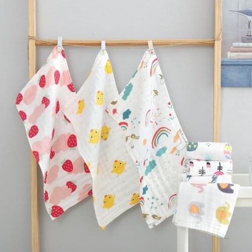 25x50cm Muslin Cotton Baby Towel 6 Layer Handkerchief Colorful Kid Wipe Cloth Newborn Infant Face Bibs Feeding Towel for Toddler
