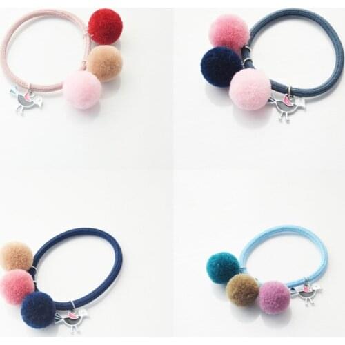 Elastic Hair Band with cotton balls and Little bird pendant Hair Accessories for woman and girls