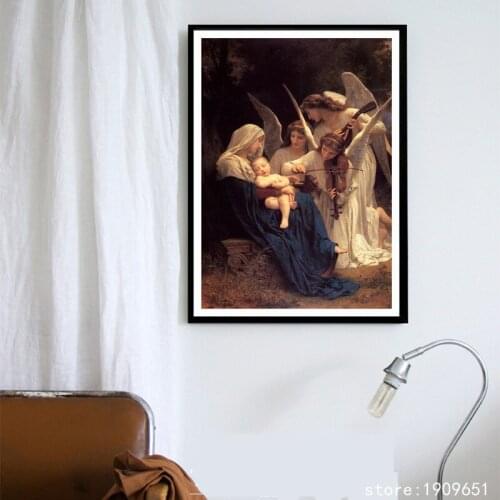 Cotton no frame classical religious figures angles violin canvas printings oil painting printed on cotton art decoration picture
